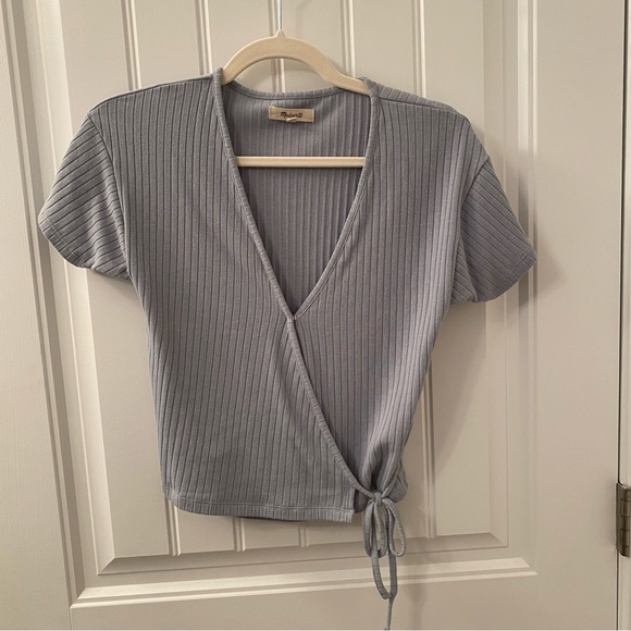 Madewell Tops - NWOT Madewell wrap top light blue